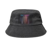 Chapeau bob de cowboy noir avec imprimé arc-en-ciel coloré à la mode, adapté pour les voyages en plein air et la pêche, Noir/blanc, taille unique