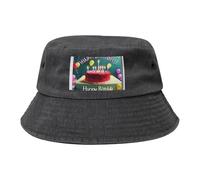 Chapeau bob de cowboy noir avec inscription « Happy Birthday » - Jolis imprimés tendance - Convient pour les voyages en plein air et, noir, Taille unique