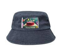 Chapeau bob de cowboy noir avec inscription « Happy Birthday » - Jolis imprimés tendance - Convient pour les voyages en plein air et, Bleu marine, taille unique