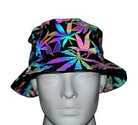 Chapeau Bob de Pêcheur Réfléchissant Coloré pour Homme Femme, Casquette Rave Fluorescent Nuit, Chapeau de Soleil de Plage, Chapeau de Seau Imprimé Lumineux de Couleur pour Fête Voyage C One Size