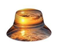 Chapeau bob de plage au coucher du soleil pour homme et femme - Casquette de soleil pliable - Chapeau de pêcheur en plein air - Noir