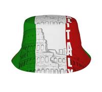 Chapeau bob de vacances en plein air Colisée romain drapeau italien imprimé chapeau de soleil adulte adapté pour la randonnée, la plage, le cyclisme Noir