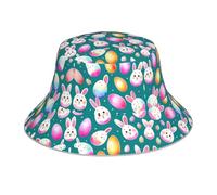 Chapeau bob double face réfléchissant avec visages de lapin - Respirant - Pliable - Tendance - Noir - Taille unique