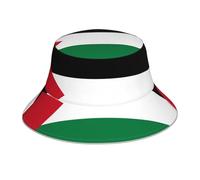 Chapeau bob drapeau de l'État de Palestine imprimé réfléchissant chapeau de plage chapeau de soleil chapeau de plage chapeau de soleil pliable adapté pour voyage, camping et pêche Noir