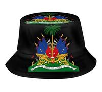 Chapeau bob drapeau haïtien unisexe - Chapeau de pêcheur en polyester avec blasons haïtiens, sports de plein air, hip-hop, streetwear, Style 2, One Size-M