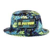 Chapeau Bob El Patron Jaune Fluo et Bleu Strass Streetwear Colombia - Taille Unique - Jaune