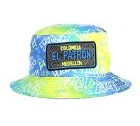 Chapeau Bob El Patron Jaune Fluo et Bleu Strass Streetwear Medellin - Taille Unique - Jaune