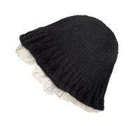 Chapeau bob en Tricot avec Bordure en Dentelle, Design coréen, Doux et Extensible, sans Bords, pour, Pull, Casquette de pêcheur pour l ' extérieur, élégant Couvre-Chef d ' Hiver