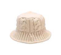 Chapeau bob en tricot pour femme - Coupe-vent tissé à la main - Chapeau de pêcheur d'hiver en fil épais - Chapeau de pluie, beige, M