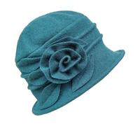 Chapeau Bob Femme en Laine Chapeaux Cloche Retor Floral Style Classique des Années 1920s Élégant Douce Chapeau Melon Seau Femmes Soft Cap Couleur unie Chapeaux de Pêcheur (Mint Green, One Size)