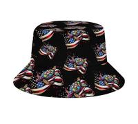 Chapeau Bob,Funky Pecheur Chapeaux Sensibilisation à l'Autisme chez Les Tortues américaines Anti-UV Extérieur Casquette pour Sports Golf Voyage