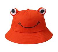 Chapeau bob grenouille mignon en coton à large bord chapeau de soleil pêcheur pour adultes femmes filles, Orange, taille unqiue-L