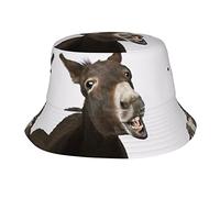 Chapeau bob imprimé âne drôle unisexe tendance léger extérieur chaud été plage vacances escapade chapeau noir, noir, taille unique