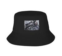 Chapeau bob imprimé de trains à vapeur pour homme et femme - Chapeau d'été pour le soleil, les voyages, la plage, la pêche, la randonnée, l'extérieur, noir, taille unique, Noir, taille unique