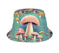 Chapeau bob imprimé drapeau de la Guyane pour homme et femme - Chapeau de soleil léger réversible pliable, casquette de voyage pour la plage, les fêtes en plein air, Jolis petits champignons, taille