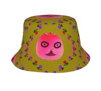 Chapeau bob imprimé drapeau de la Guyane pour homme et femme - Chapeau de soleil léger réversible pliable, casquette de voyage pour la plage, les fêtes en plein air, Funny Face Peach, taille unique