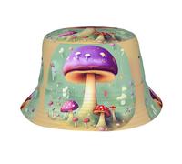 Chapeau bob imprimé drapeau de la Guyane pour homme et femme - Chapeau de soleil léger réversible pliable, casquette de voyage pour la plage, les fêtes en plein air, Champignon de rêve violet, taille