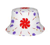 Chapeau bob imprimé drapeau de la Guyane pour homme et femme - Chapeau de soleil léger réversible pliable, casquette de voyage pour la plage, les fêtes en plein air, Fleur rotative à 8 voies, taille