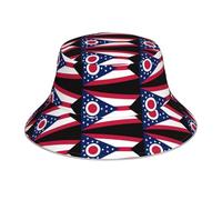 Chapeau bob imprimé drapeau de l'État de l'Ohio Chapeau de soleil Convient pour le sport, la course à pied, la pêche, les voyages et la randonnée Noir