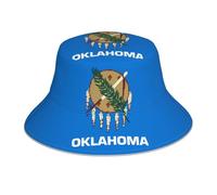 Chapeau bob imprimé drapeau de l'État de l'Oklahoma Chapeau de soleil Convient pour le sport, la course à pied, la pêche, les voyages et la randonnée Noir