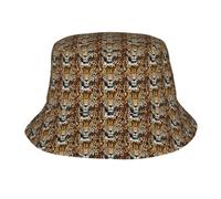 Chapeau bob imprimé léopard pour adulte à large bord Chapeau de pêche Chapeau de protection extérieure Weekend escapade Noir