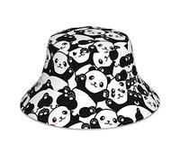 Chapeau bob imprimé panda tendance, pliable, réversible, pour l'été, la plage, les voyages, le pêcheur - Noir, noir, taille unique