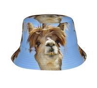 Chapeau bob imprimé renard unisexe tendance léger en plein air chaud été plage vacances escapade chapeau, Lama d'alpaga amusant, taille unique