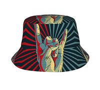 Chapeau bob imprimé renard unisexe tendance léger en plein air chaud été plage vacances escapade chapeau, Rock and Roll, taille unique