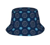 Chapeau bob imprimé volleyball bleu réfléchissant - Chapeau de soleil unisexe pour voyage, plage, homme et femme, léger et pliable, noir, taille unique