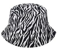 Chapeau bob imprimé zèbre, motif animal, chapeau de pêcheur réversible pliable pour femme, homme, blanc, taille unique