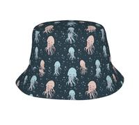 Chapeau bob, mignon chapeau cloche méduse bleu rose pour homme et femme, chapeau de soleil d'extérieur pour la plage, le golf, la pêche, les voyages
