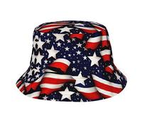 Chapeau bob pliable pour femme avec motif drapeau américain, étoiles, rayures - Chapeau de soleil pour la plage, le golf, la pêche, les vacances - Unisexe - Noir