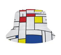 Chapeau bob Pounds Sterling Notes pour homme et femme - Chapeau de pêcheur pliable - Chapeau de soleil - Casquette de voyage en plein air - Casquettes de plage, Mondrian Minimaliste De Stijl Art