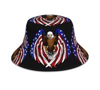Chapeau bob réfléchissant avec drapeau des États-Unis - Aigle patriotique - Protection solaire - Léger et respirant - Pour toutes les saisons - Noir