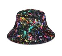 Chapeau bob réfléchissant avec imprimé en bois coloré - Chapeau de pêcheur réversible pour femmes, hommes, adolescents - Unisexe, Peinture colorée standard, taille unique