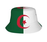 Chapeau bob réfléchissant drapeau de l'Algérie - Chapeau de soleil festival - Accessoire parfait pour les voyages d'été, la plage, les activités de plein air et le sport - Noir, noir, taille unique