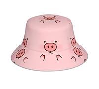 Chapeau bob réfléchissant imprimé cochon mignon : léger, respirant, pliable. Unisexe pour les activités de plein air, quatre saisons, noir durable, noir, taille unique