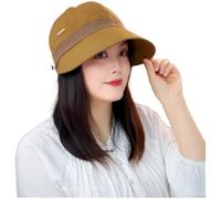 Chapeau bob réglable pour femme à large bord avec ouverture pour queue de cheval, protection solaire, chapeau en polyester respirant, convient pour une utilisation en extérieur (marron)