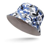 Chapeau Bob Réversible - Camouflage Bleu - Chapeau de Soleil d'été - Coton de haute qualité - Style décontracté - Mixte Taille unique