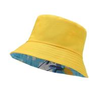 Chapeau Bob réversible - Jaune - Coton de haute qualité - Taille Adulte - Mixte Taille unique