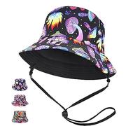 Chapeau bob réversible unisexe avec ficelle, chapeau de pêcheur d'été tendance double face en coton, chapeaux de pêcheur de voyage pour femmes, hommes, garçons et filles, Champignons fluorescents,