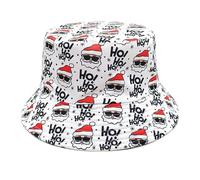Chapeau bob réversible unisexe chapeau de pêcheur pour Noël respirant pare-soleil pour adolescents Père Noël imprimé, w, M