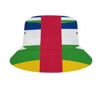 Chapeau Bob Unisexe Adulte avec Motif Central African Republic Drapeau,100% Polyester Sergé,Léger et Respirant,Protection Solaire pour Homme Femme,Idéal Plage Voyage,White