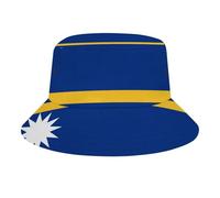 Chapeau Bob Unisexe Adulte avec Motif Nauru Drapeau,100% Polyester Sergé,Léger et Respirant,Protection Solaire pour Homme Femme,Idéal Plage Voyage,Blue