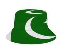 Chapeau Bob Unisexe Adulte avec Motif Pakistan Drapeau,100% Polyester Sergé,Léger et Respirant,Protection Solaire pour Homme Femme,Idéal Plage Voyage,Green