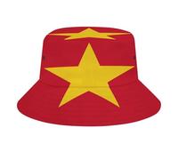 Chapeau Bob Unisexe Adulte avec Motif Vietnam Drapeau,100% Polyester Sergé,Léger et Respirant,Protection Solaire pour Homme Femme,Idéal Plage Voyage,Red