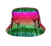 Chapeau bob unisexe aquarelle éolienne style vintage léger chapeau de soleil extérieur chapeau de pêche tendance noir, Comme indiqué sur la photo, taille unique
