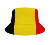 Chapeau Bob Unisexe avec Imprimé Belgium Drapeau Intégral,Polyester Sergé Léger,Pliable et Confortable,Idéal pour Voyage,Festival et Plage,Black