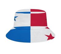 Chapeau Bob Unisexe avec Imprimé Panama Drapeau Intégral,Polyester Sergé Léger,Pliable et Confortable,Idéal pour Voyage,Festival et Plage,White