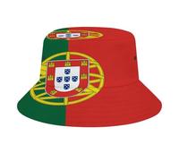 Chapeau Bob Unisexe avec Imprimé Portugal Drapeau Intégral,Polyester Sergé Léger,Pliable et Confortable,Idéal pour Voyage,Festival et Plage,Red